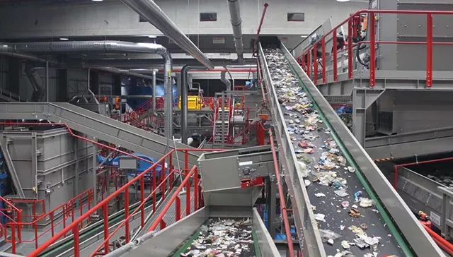 Inside of a Materials Recovery Facility operated by Veolia in Southwark, London