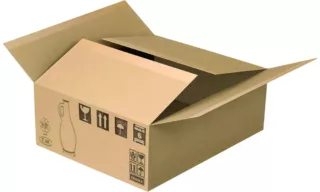 Photo of an empty cardboard box.