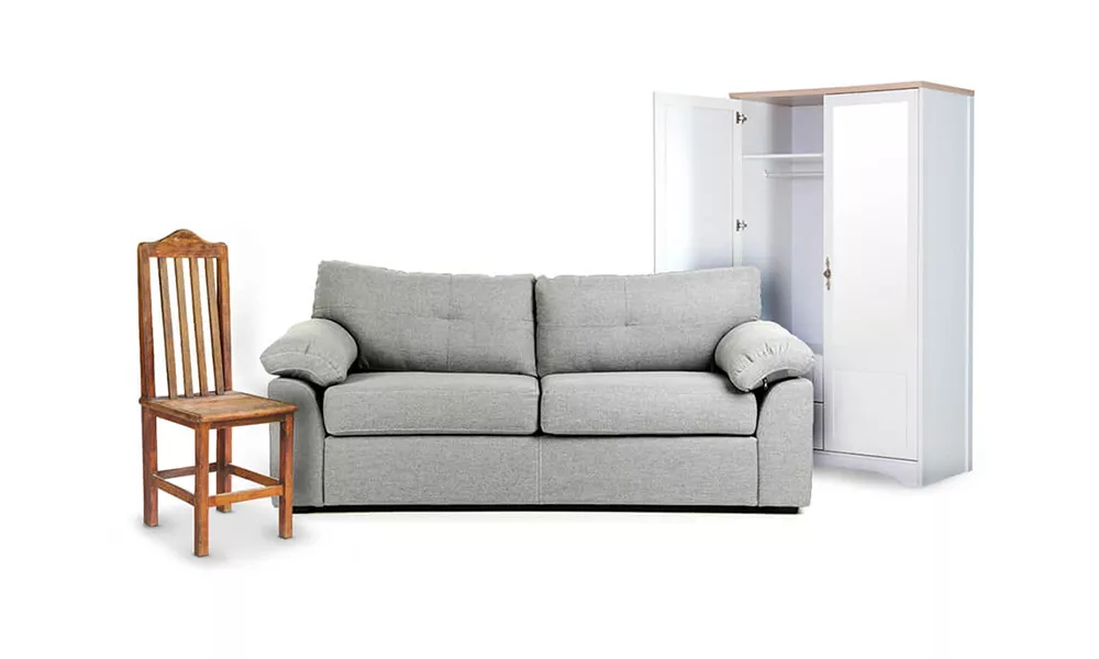 Photo of a dining chair, sofa and wardrobe.