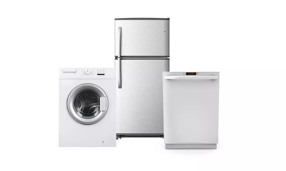 Photo of a washing machine, dishwasher and fridge-freezer.